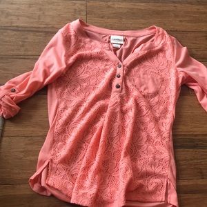 long sleeve orange lace shirt